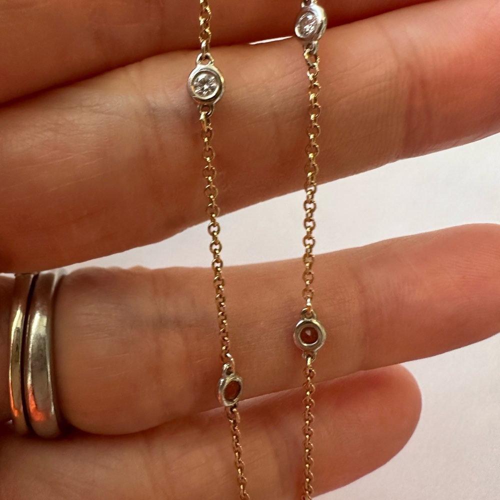 14k diamond citrine by the yard station bezel necklace